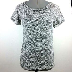 Lou & Grey Mottled Gray Short sleeve Drawstring Waist Knit Top